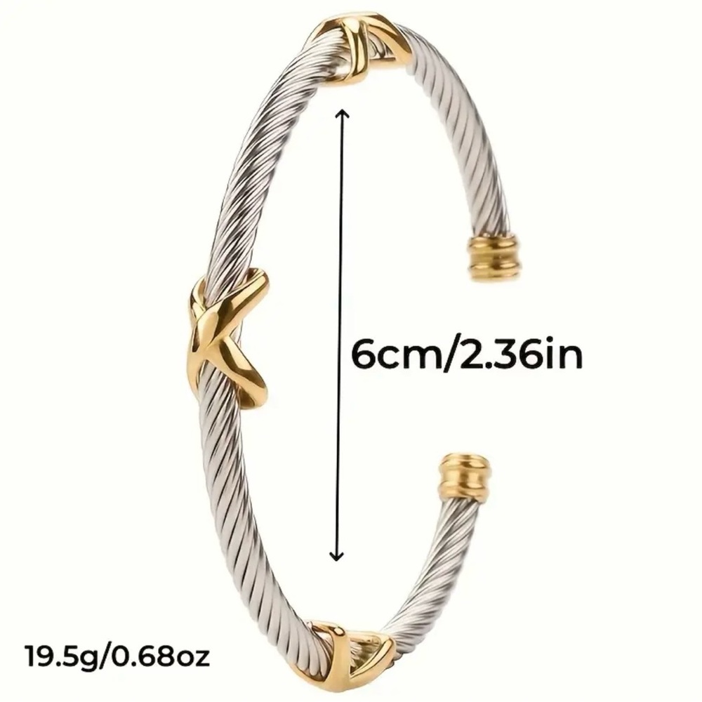 Cable Wire Gold and Silver Women's Bracelet - Picture 4 of 4